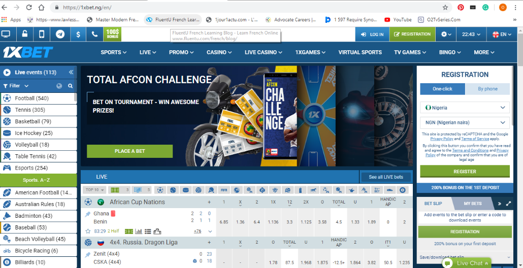 1xBet Nigerian website