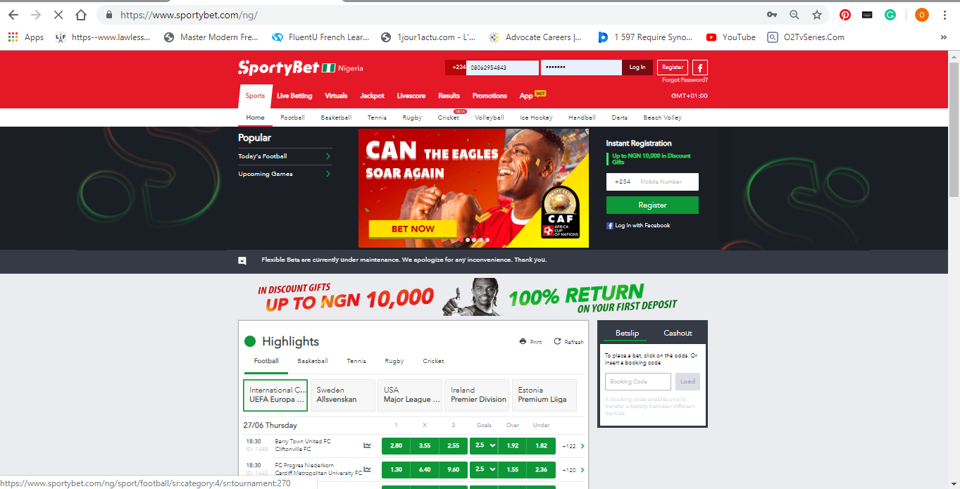 sportybet login