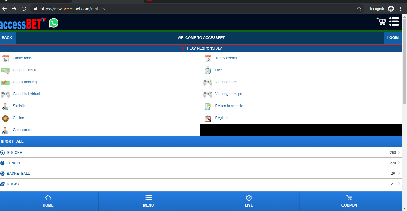 Visit the official AccessBet website