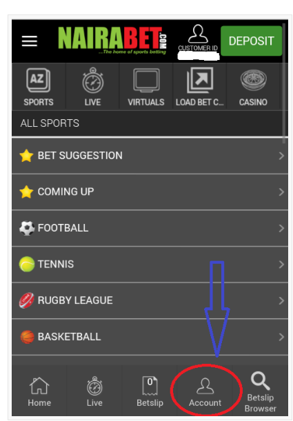 Nairabet site on mobile phone