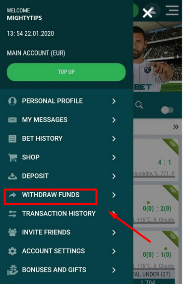22bet withdraw funds