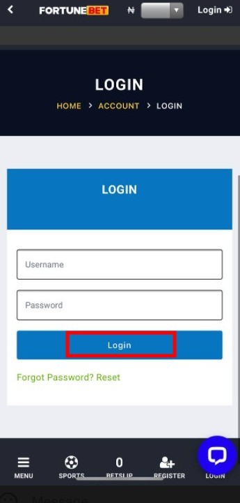 How to login to Fortune Bet