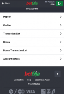 Bet9ja mobile website