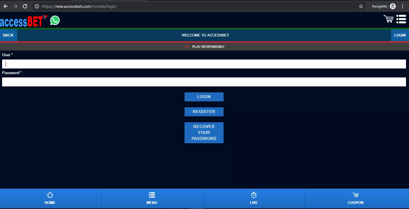 AccessBet password recovery