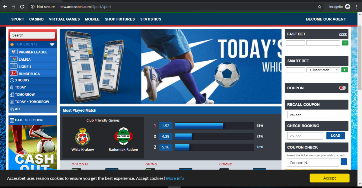 Log into your AccessBet account