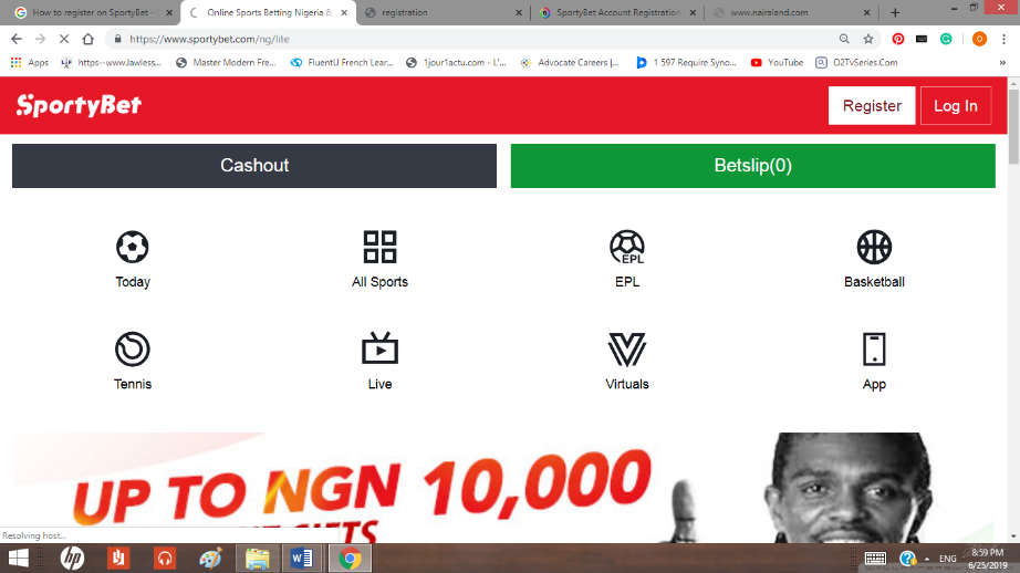 SportyBet Nigeria Website