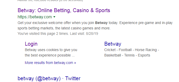 search Betway site