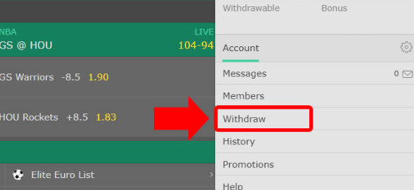 withdraw money from Bet365