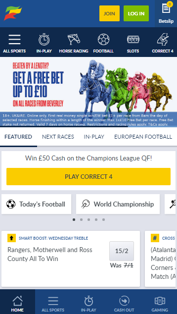 Coral Bet Mobile Version