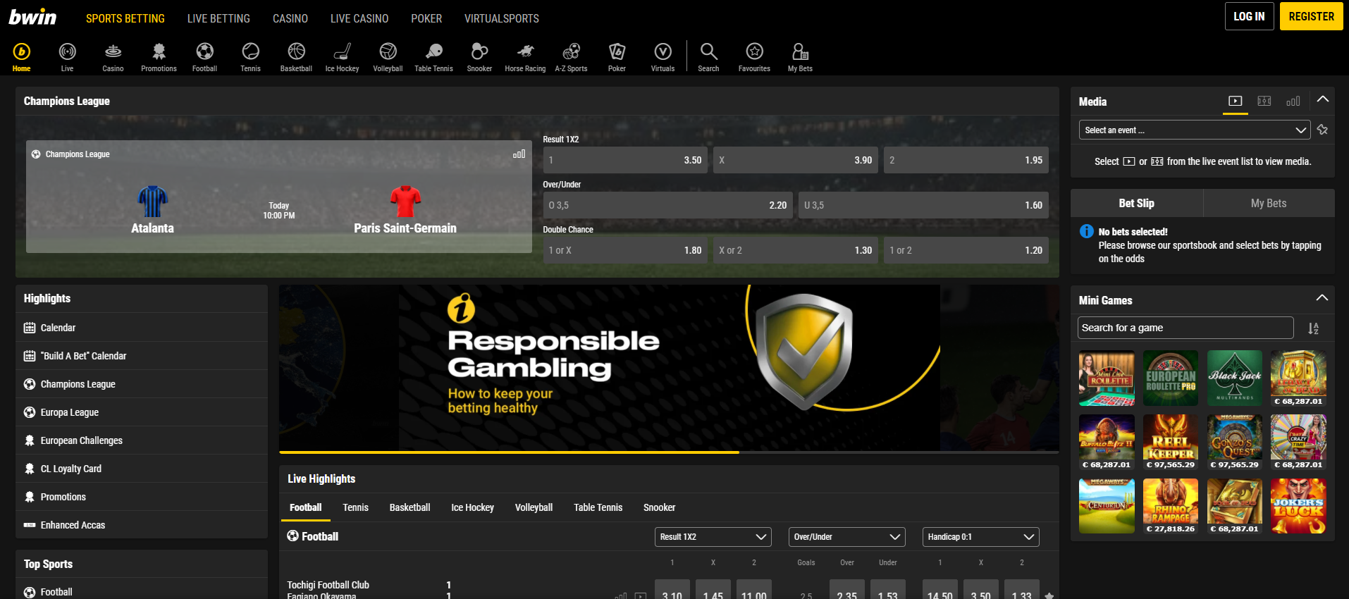 Bwin desktop version