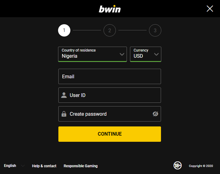 bwin register form