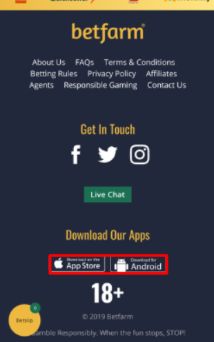 How to find BetFarm mobile applicacion