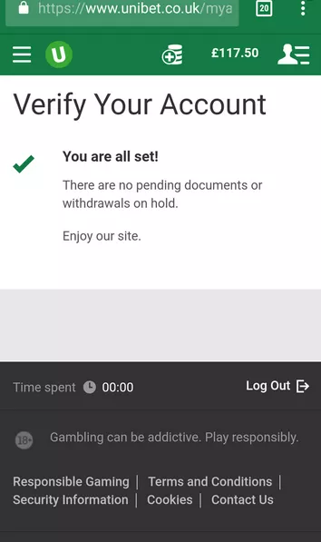 Unibet Account Verifycation