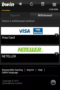 Withdrawal from Bwin 