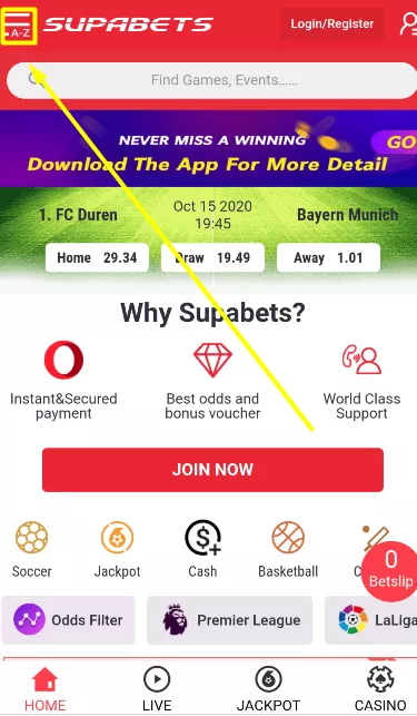 Betting instruction of Supabets