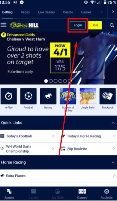 Login in William Hill