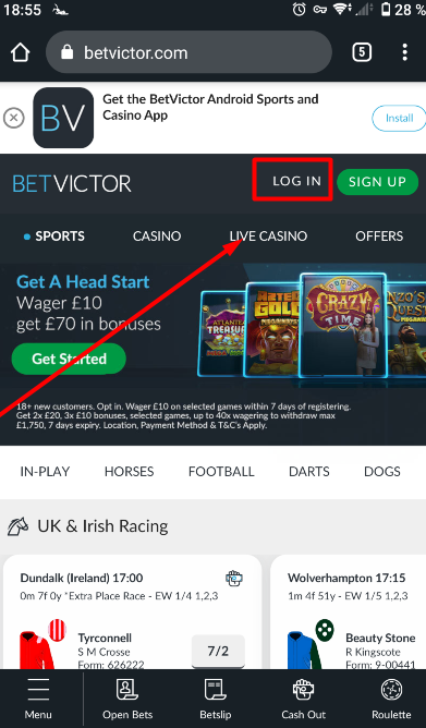 BetVictor how to login