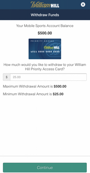 William hill withdraw fund