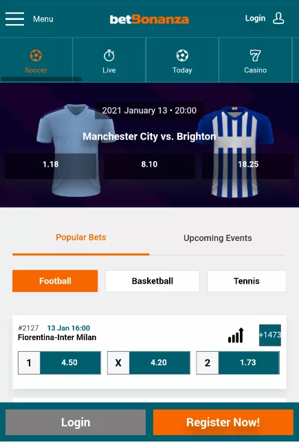 Betbonanza main page mobile