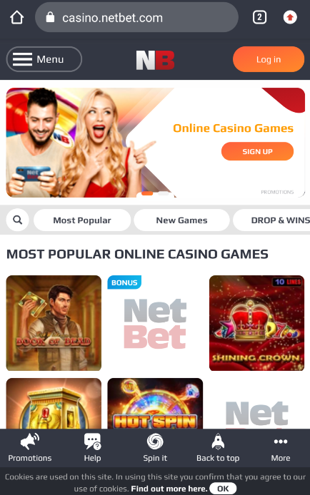 Netbet main mobile page