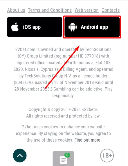 22bet for android