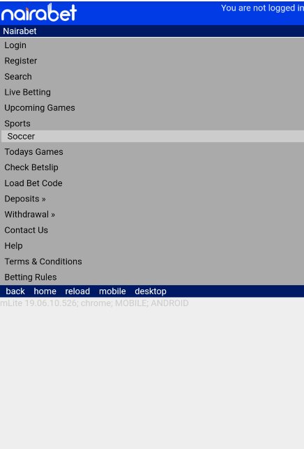 Nairabet Mobile lite versio