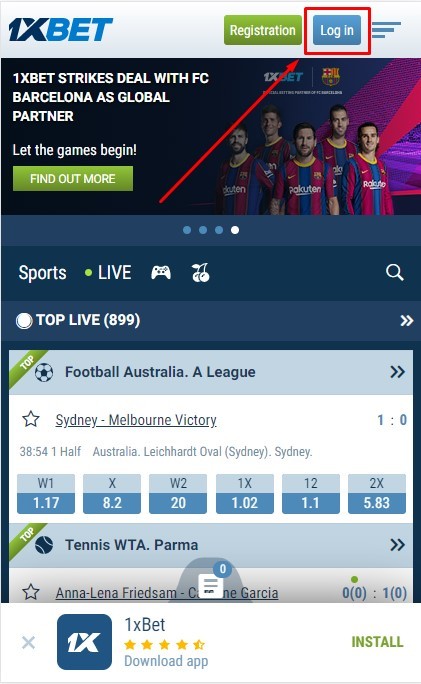 1xbet login download