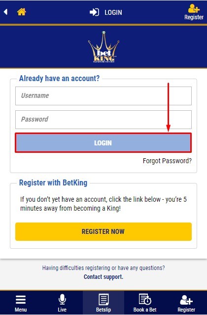 How to login to Betking