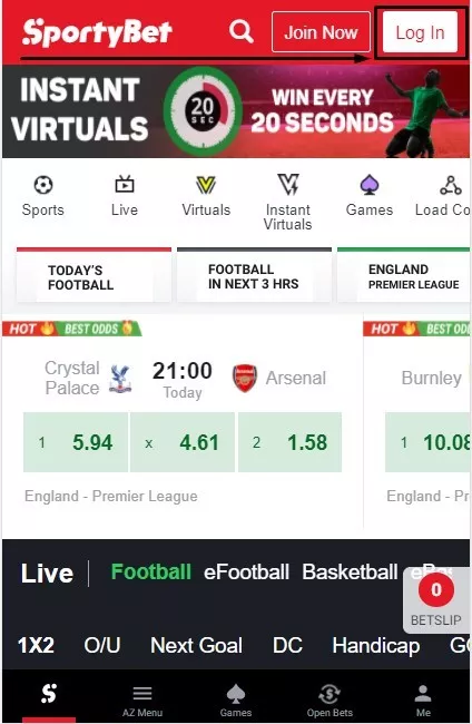 How to login to Sportybet