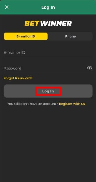 How to login to Betwinner in app