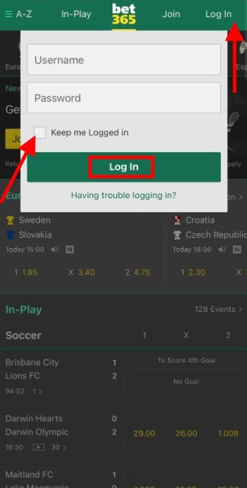 How to login to Bet365