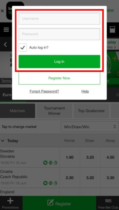 How to login to Betway