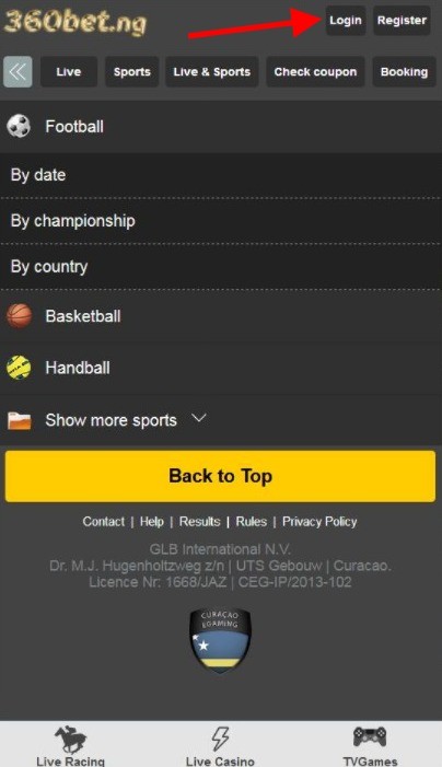 How to login to 360Bet