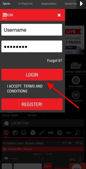 How to login to SupaBets