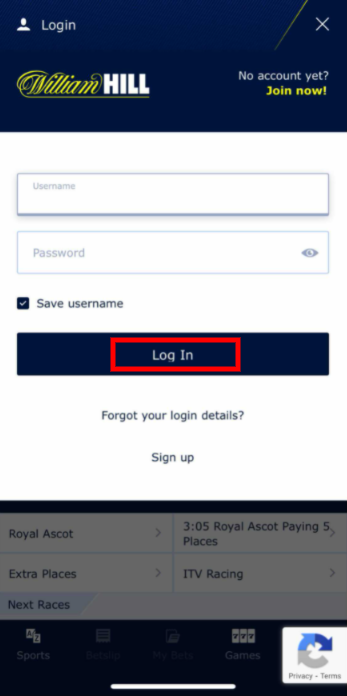 How to login to William Hill